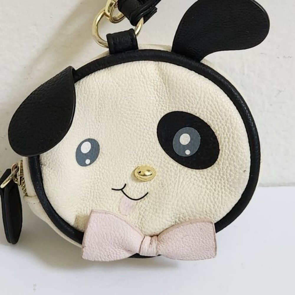 Betsey Johnson Coin Purse Wristlet/Wallet Black/White Puppy Face - Picture 2 of 8